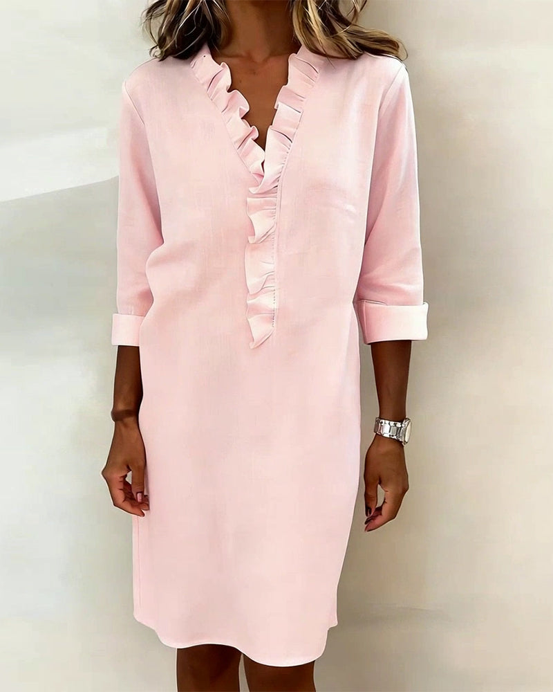 Dorelle - Breezy Linen-Blend Ruffle Shift Dress