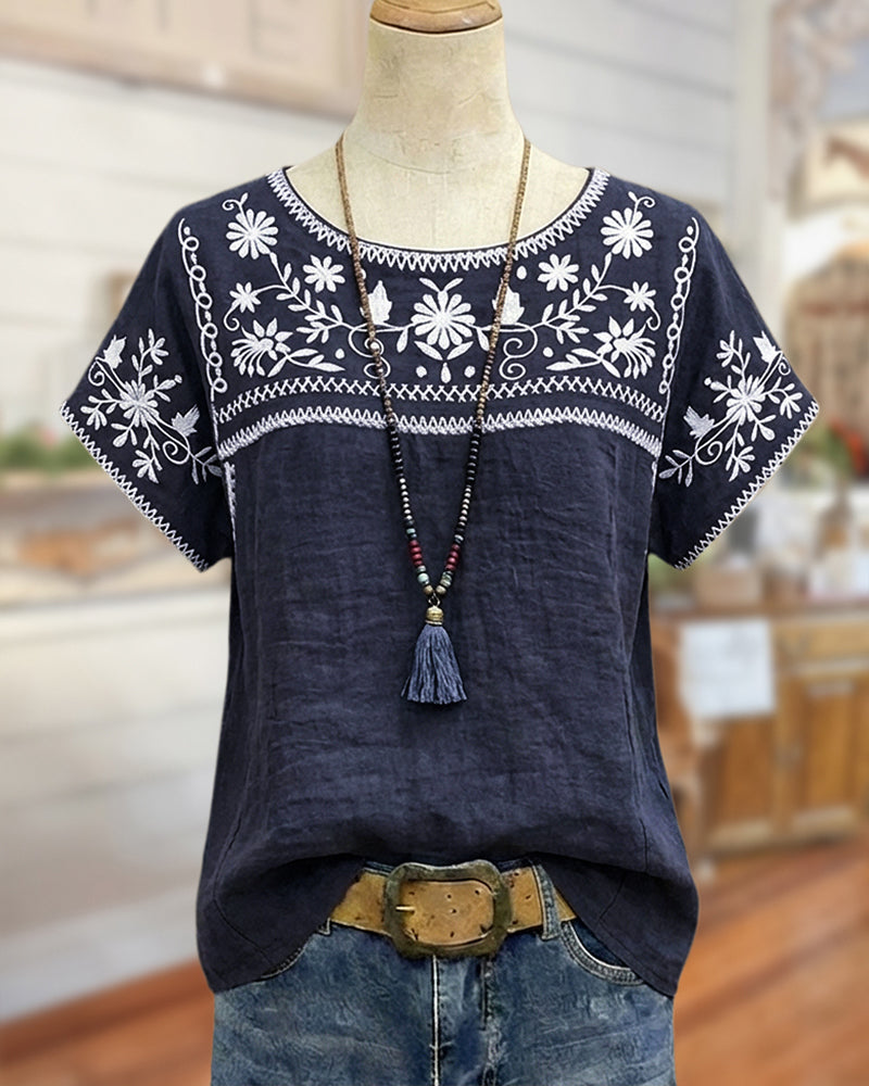 Maya | Ethnic Floral Embroidery Top