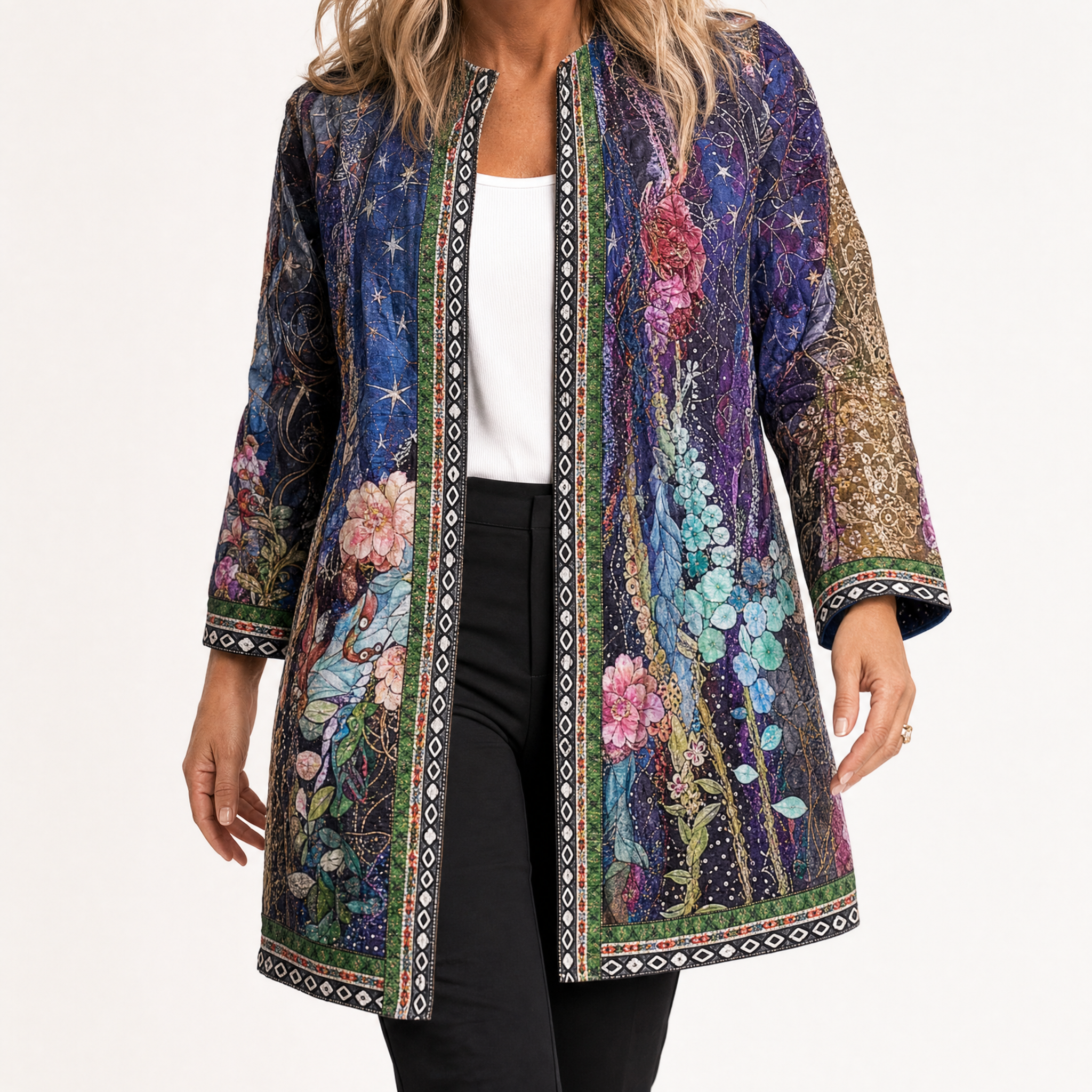 Patrice – Art-Print Open Jacket for Effortless Style