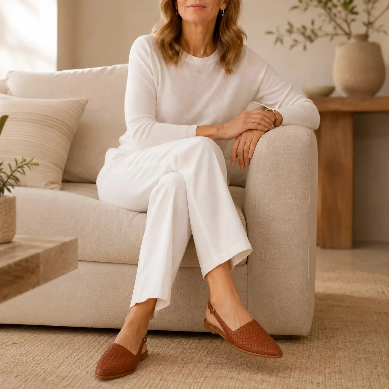 Aurora – Woven Leather-Look Slingback Flats for Women