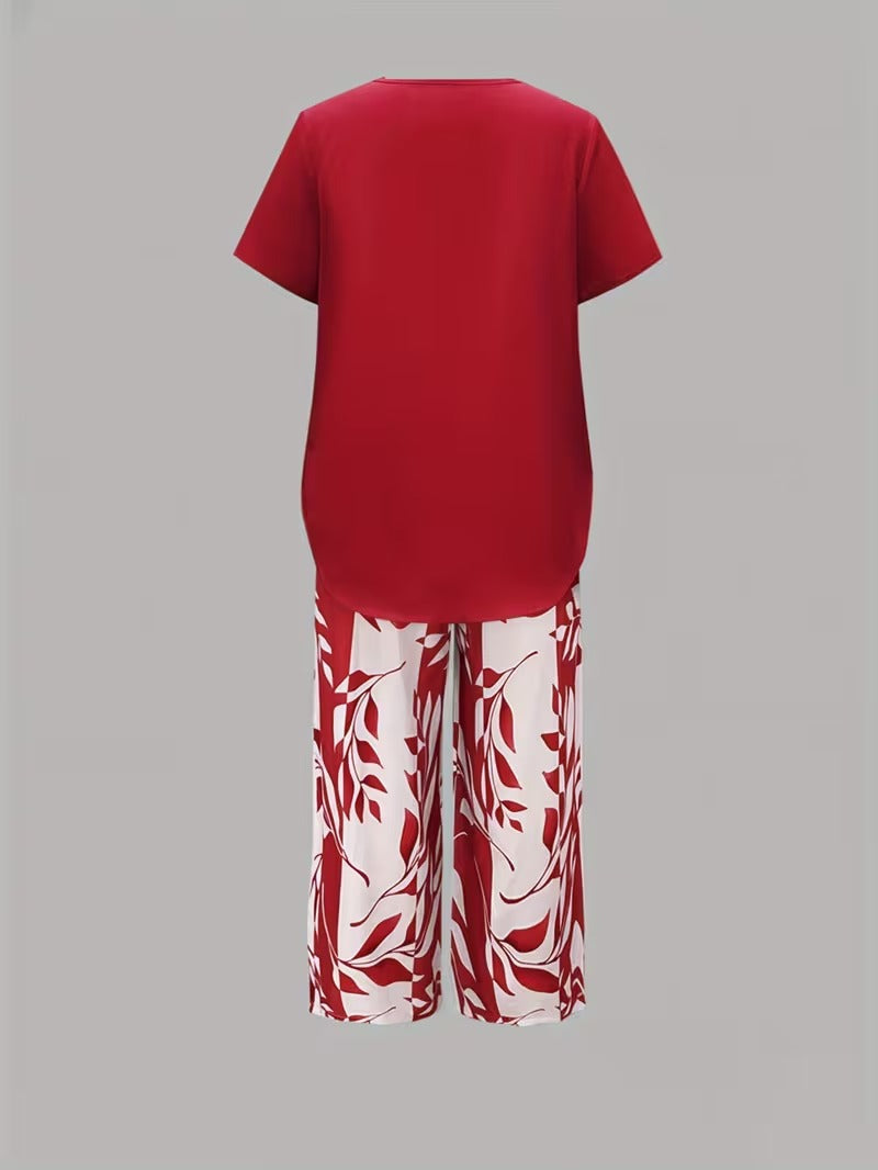 Avery™ | Casual Leaf Print Two Piece Set