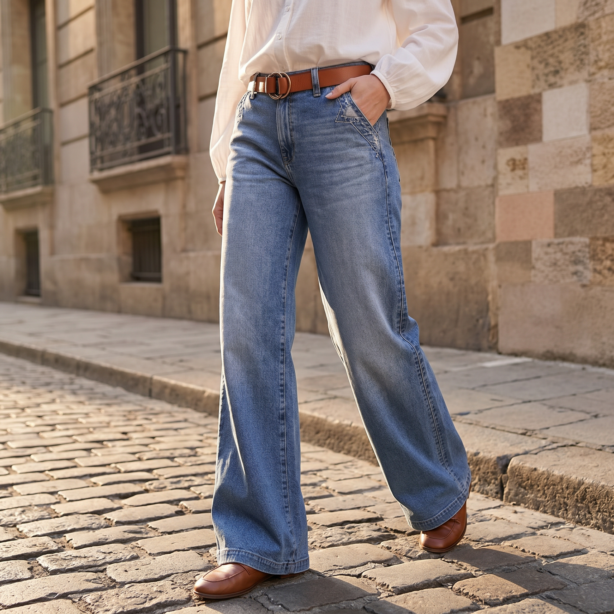 Luvenza – Women's Vintage Wide-Leg Flare Jeans