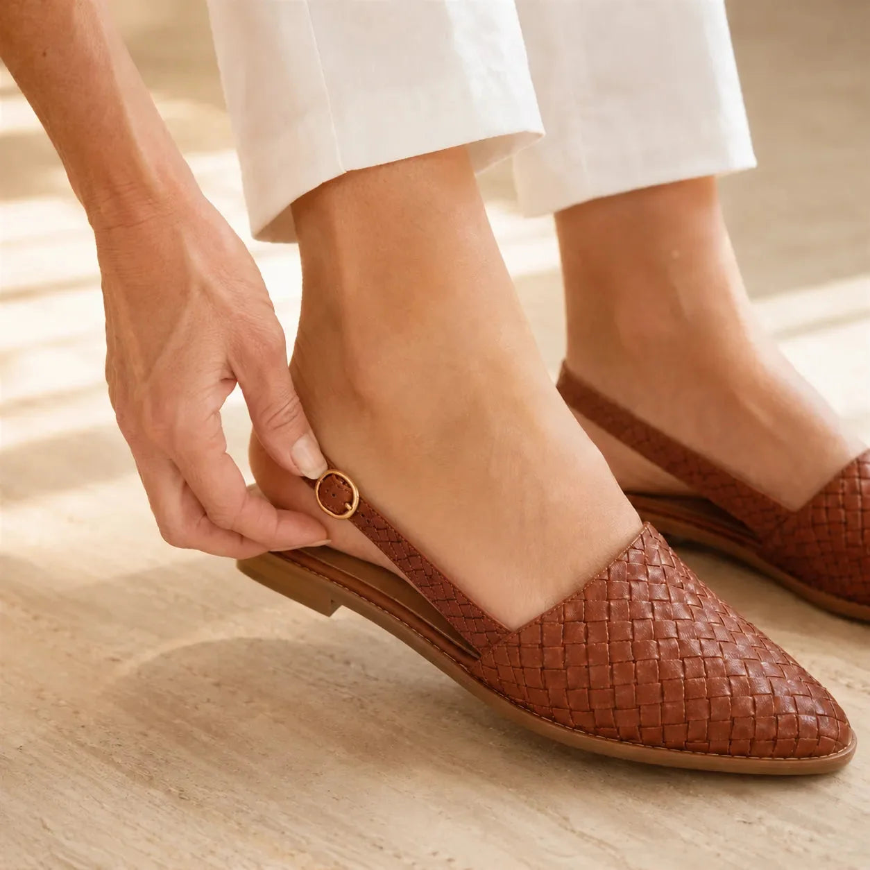 Aurora – Woven Leather-Look Slingback Flats for Women
