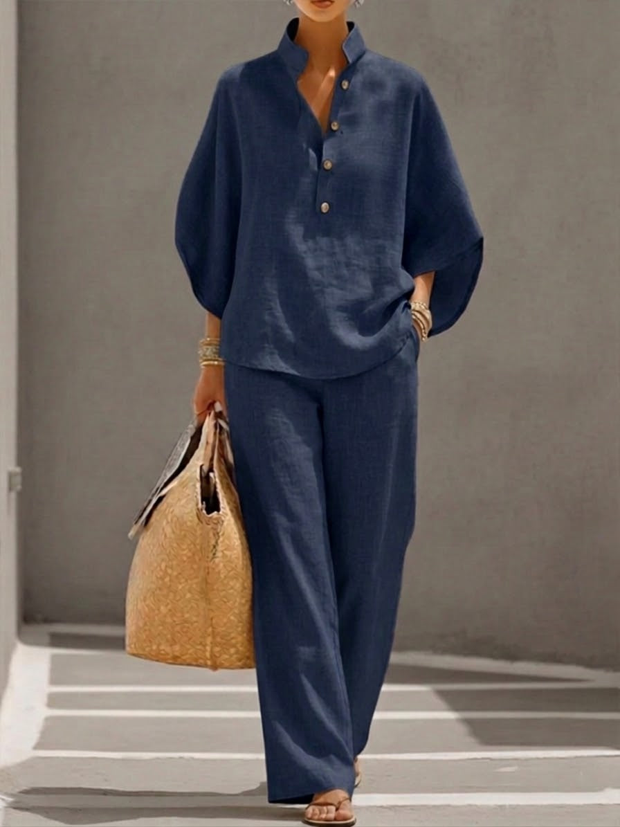 Mariel™ | Batwing Sleeve Suit with Wide-Leg Pants