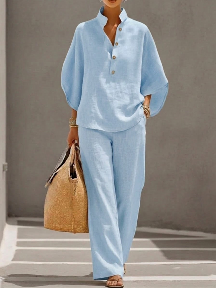 Mariel™ | Batwing Sleeve Suit with Wide-Leg Pants