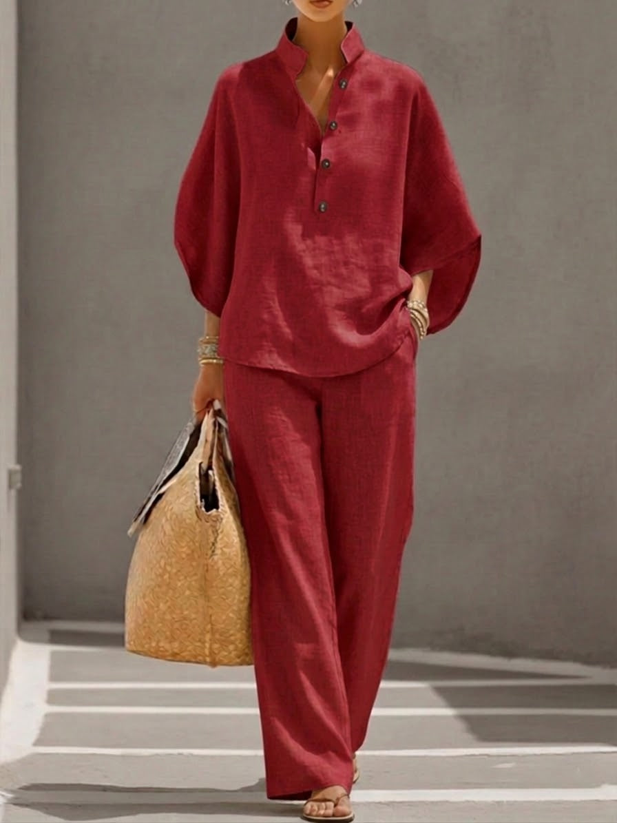 Mariel™ | Batwing Sleeve Suit with Wide-Leg Pants