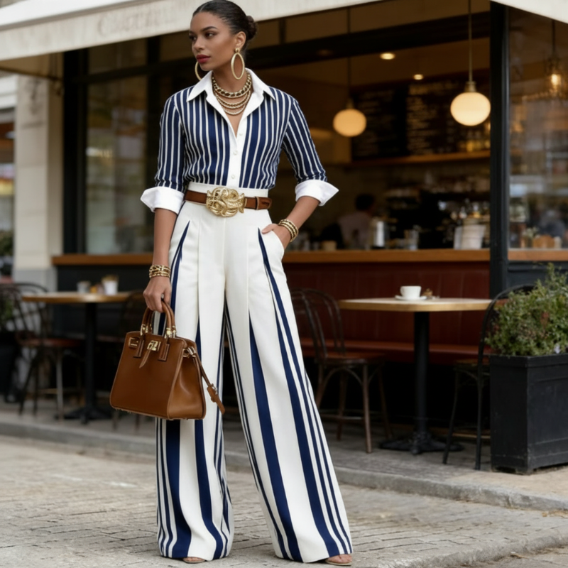 Mireth - Asymmetric Top Linen-Blend Set