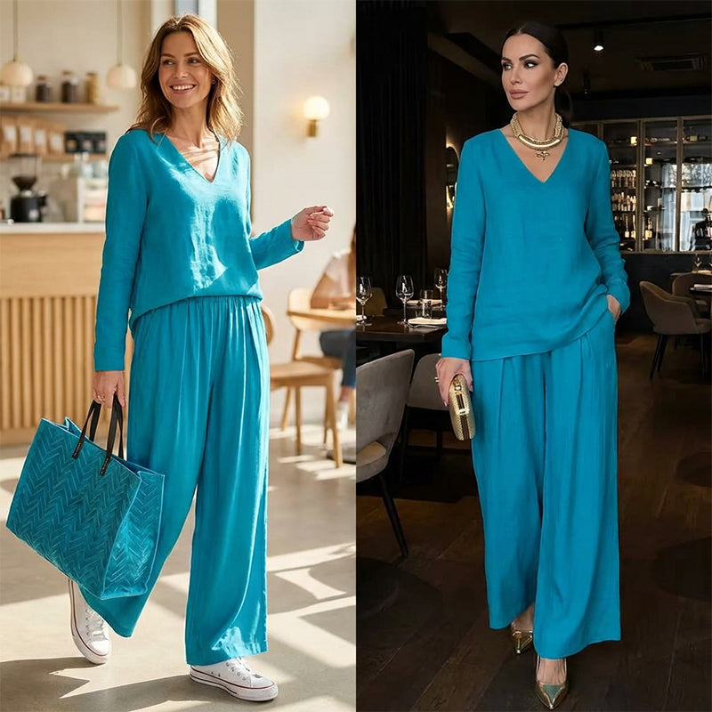 Maheen - Knit Lounge Set with Flared Trousers