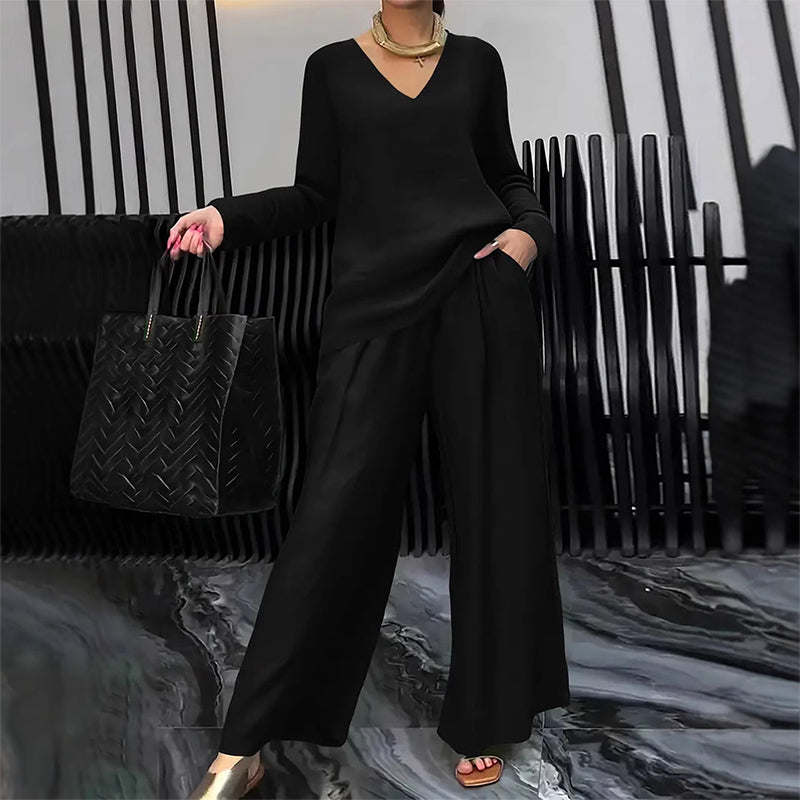 Maheen - Knit Lounge Set with Flared Trousers