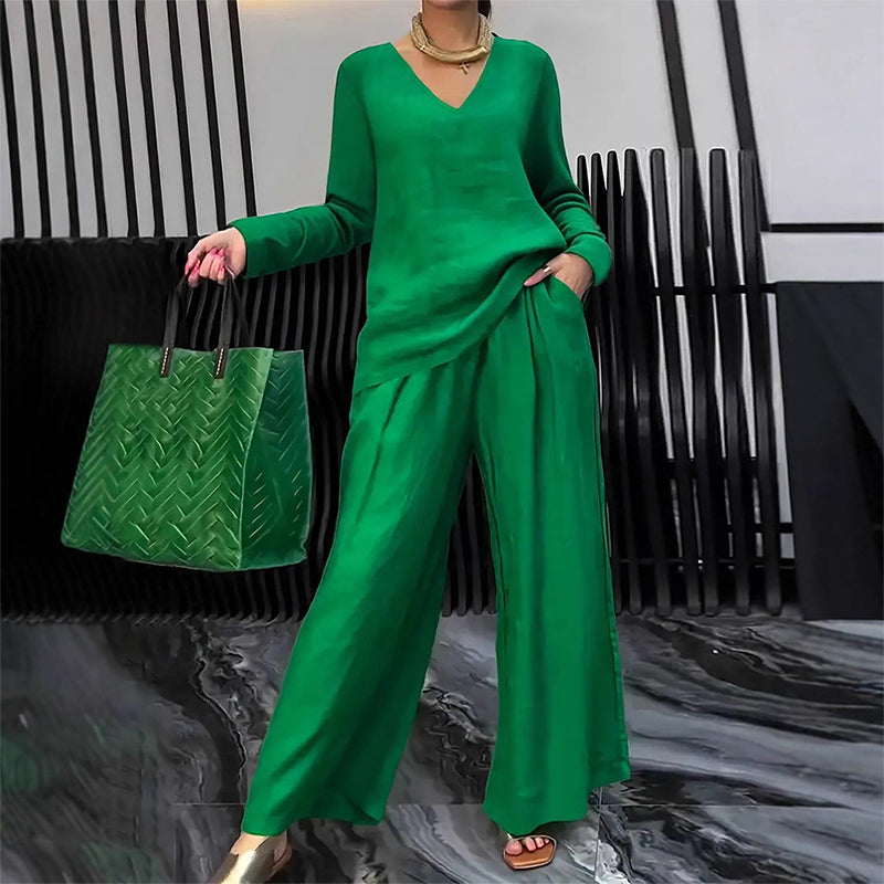 Maheen - Knit Lounge Set with Flared Trousers