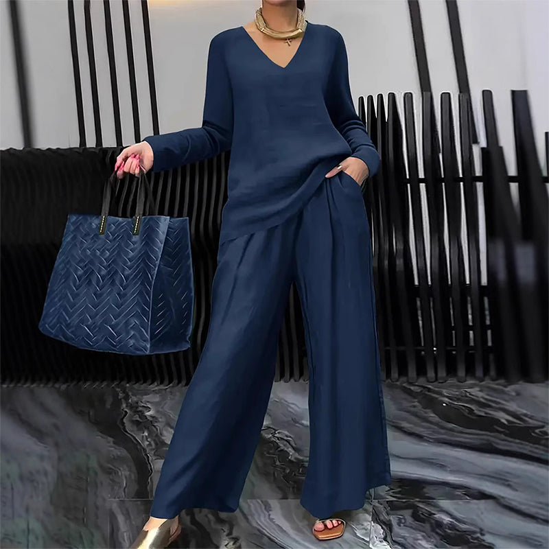 Maheen - Knit Lounge Set with Flared Trousers