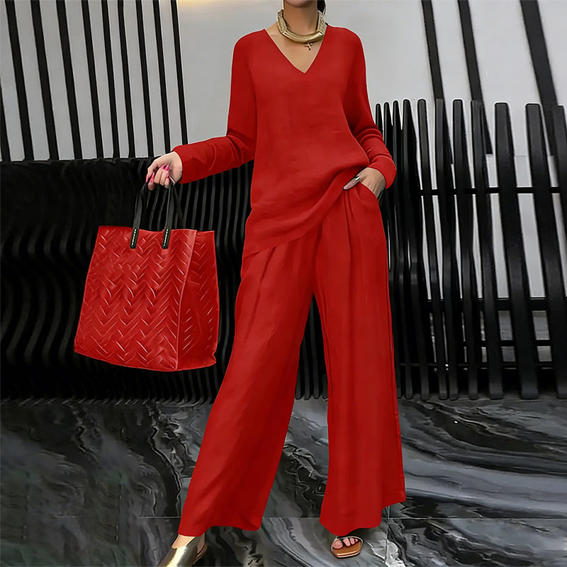 Maheen - Knit Lounge Set with Flared Trousers