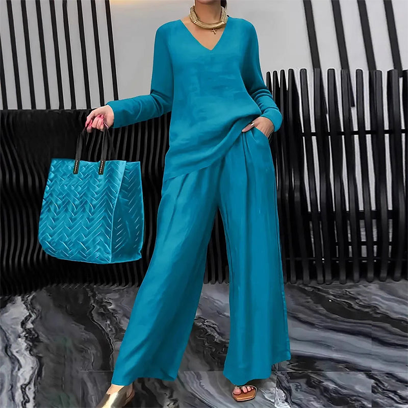 Maheen - Knit Lounge Set with Flared Trousers