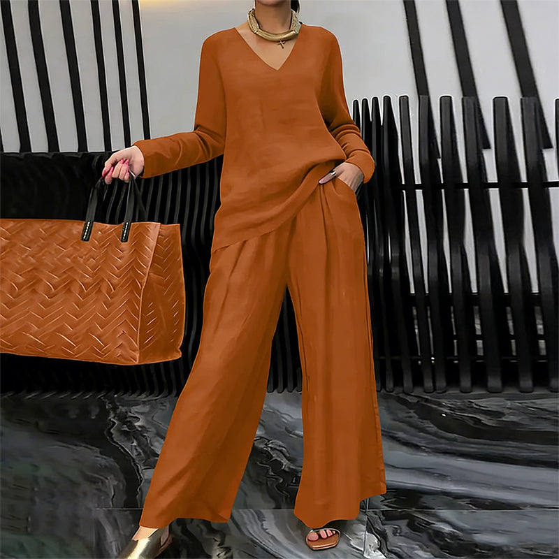 Maheen - Knit Lounge Set with Flared Trousers